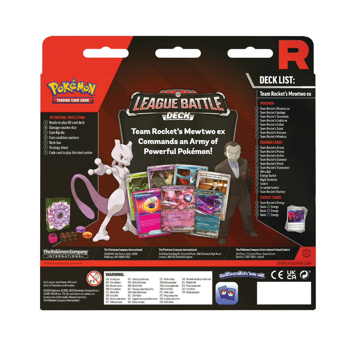 Pokémon Tcg: League Battle Deck Team Rocket's Mewtwo ex Inglés