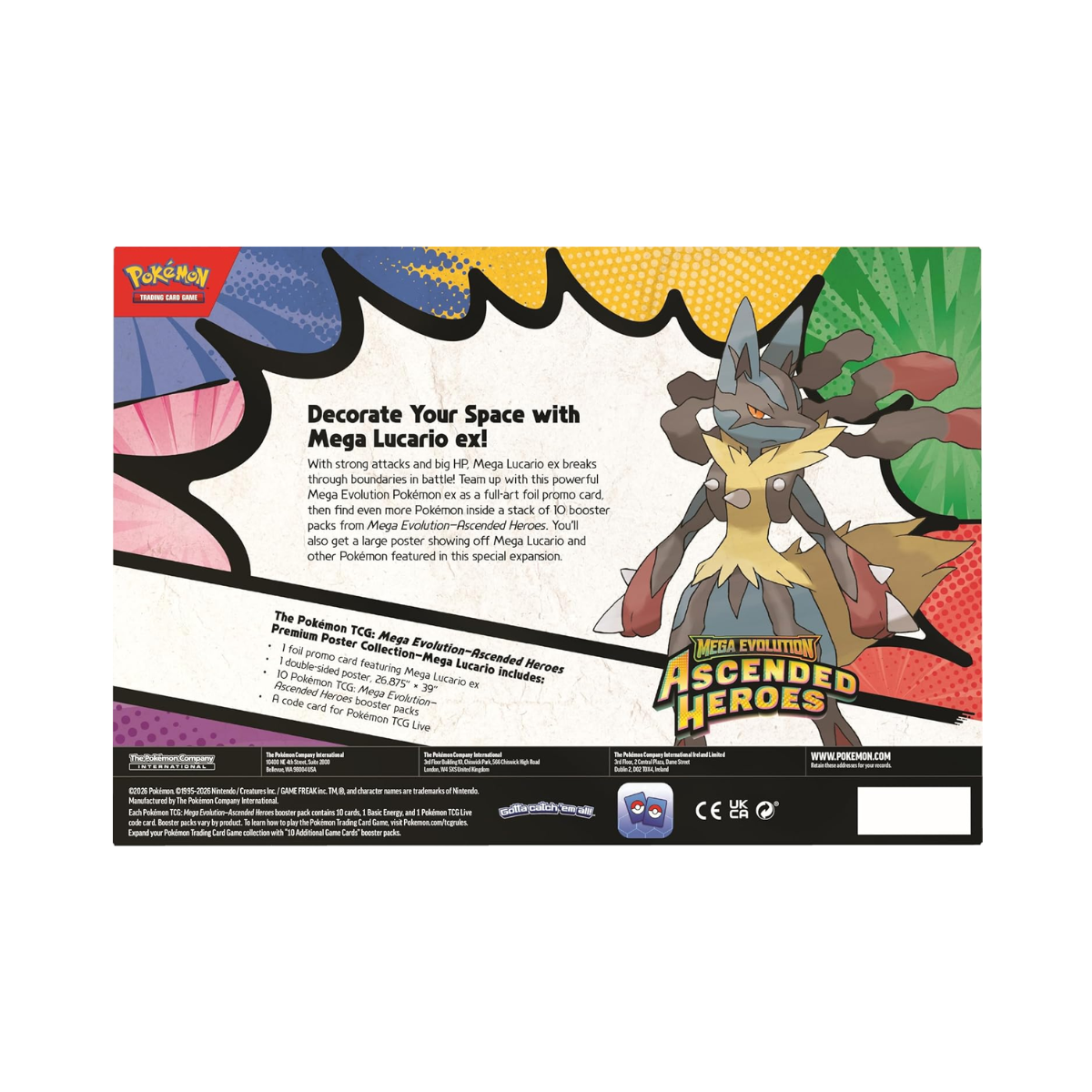 Pokémon TCG: Ascended Heroes Premium Poster Collection Mega Lucario Inglés