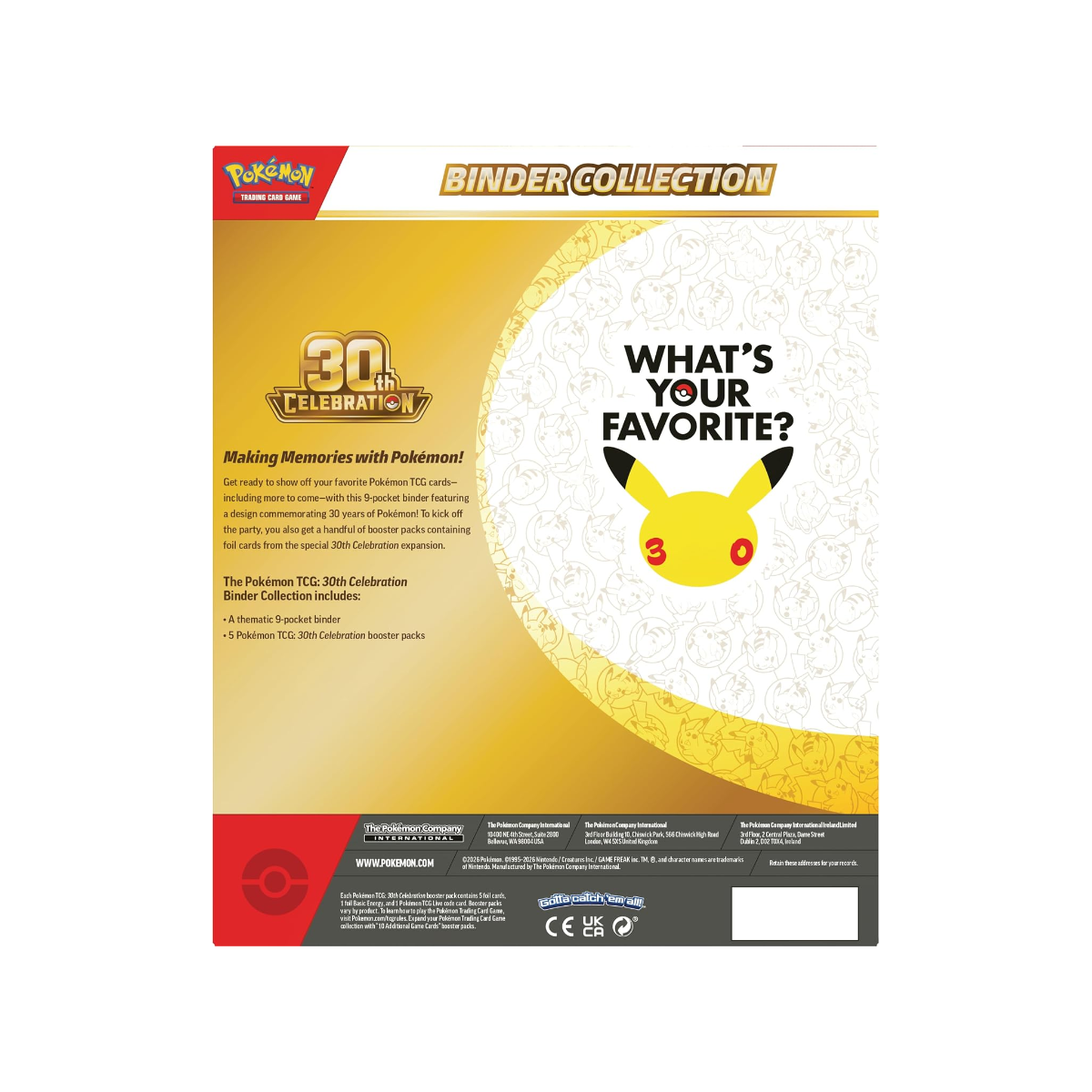 Pokemon Tcg 30th Aniversario Binder en Ingles