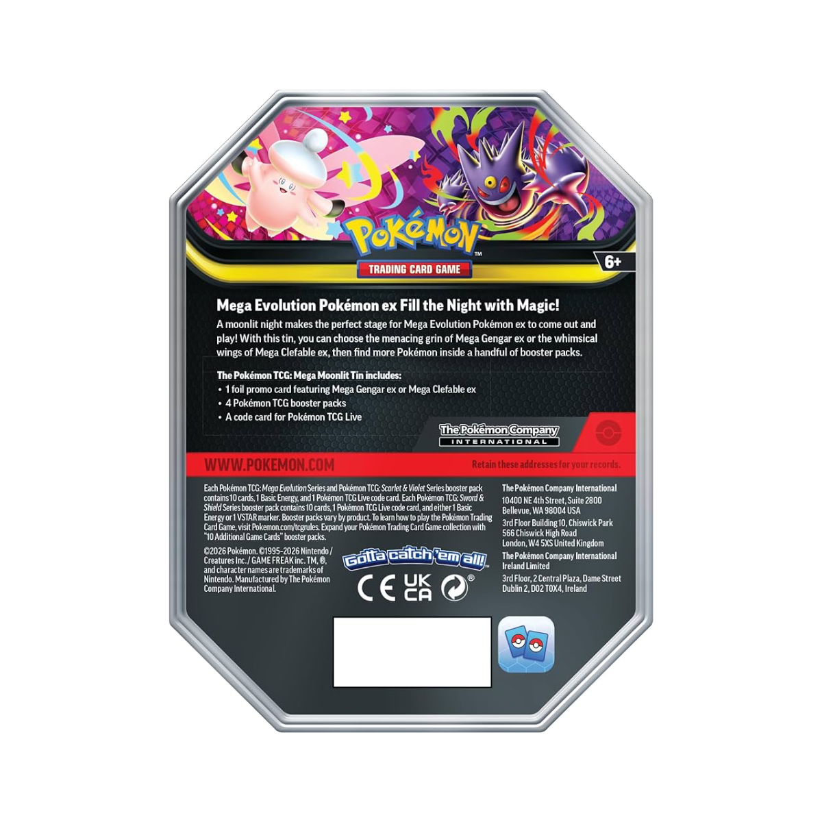 Pokémon Tcg: Mega Moonlit Tin Mega Gengar Ex Inglés