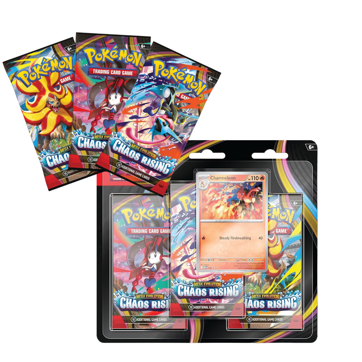 Pokemon Tcg Mega Evolution Chaos Rising 3 Pack Booster Blister En Ingles