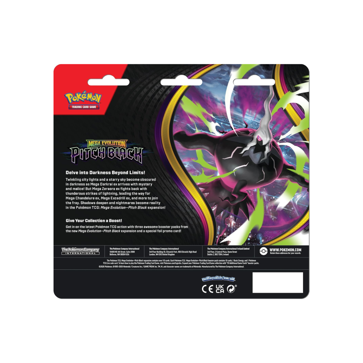Pokemon Tcg Mega Evolution Pitch Black 3 Pack Booster Blister En Ingles