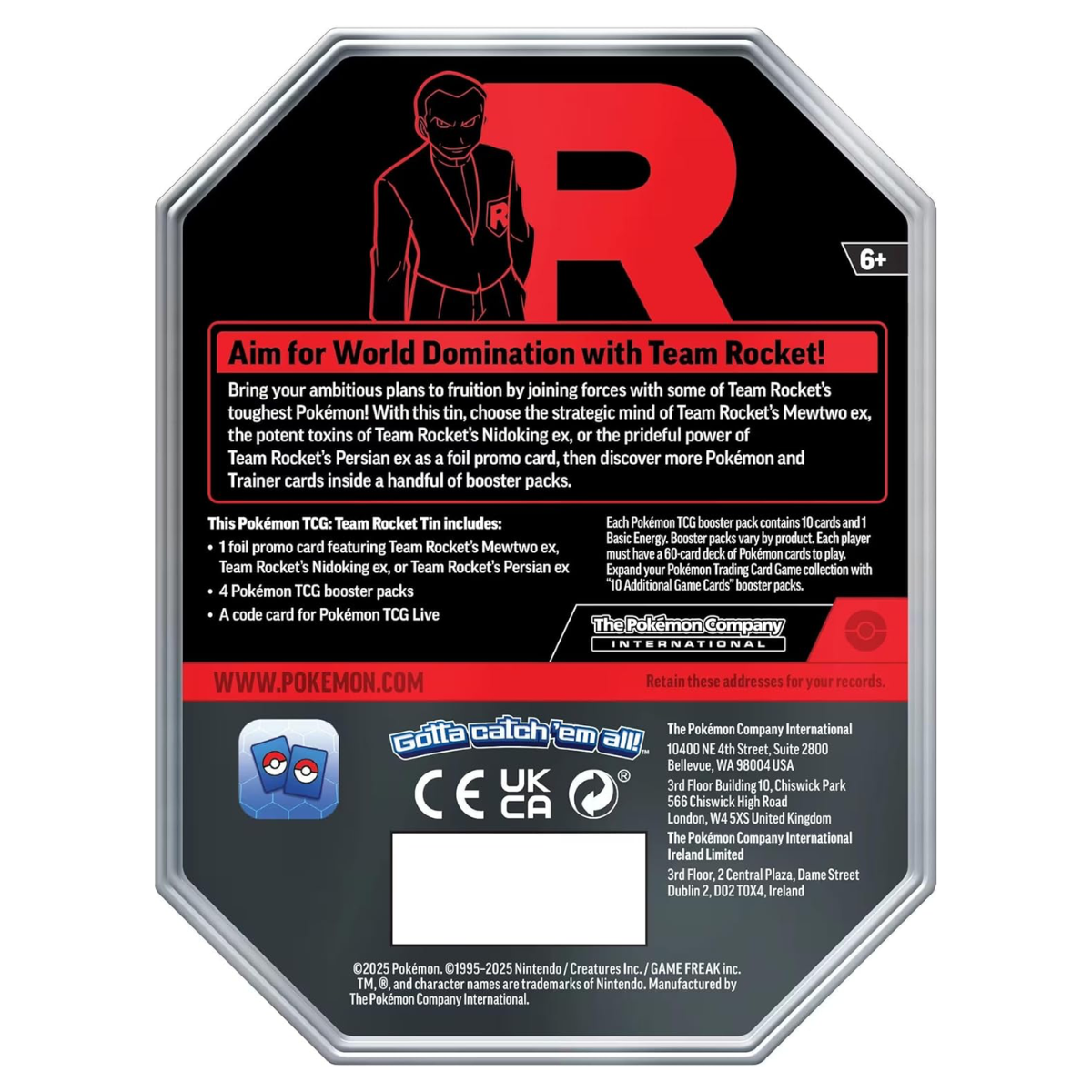 Pokémon Tcg: Team Rocket Tin Mewtwo ex Inglés