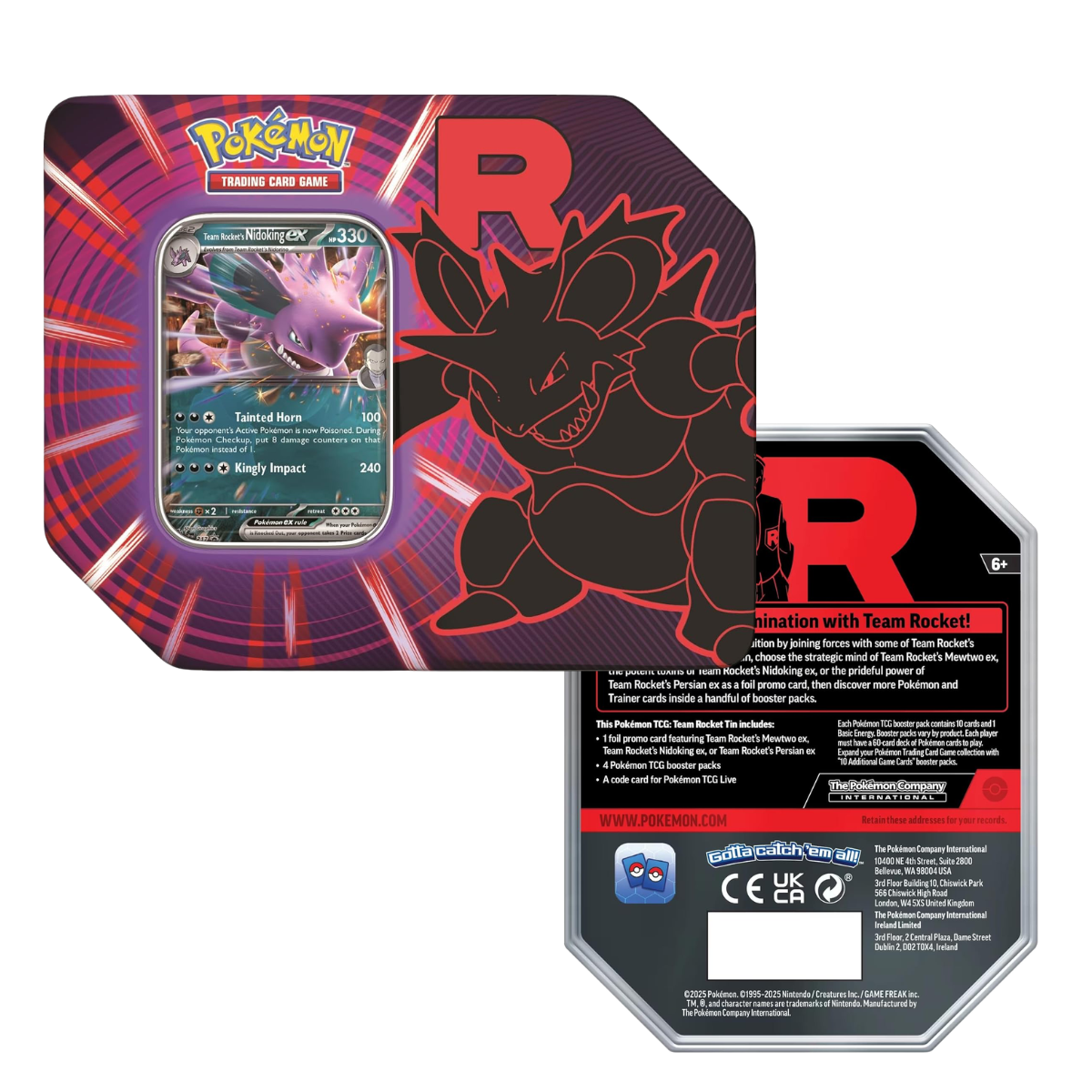 Pokémon Tcg: Team Rocket Tin Nidoking ex Inglés